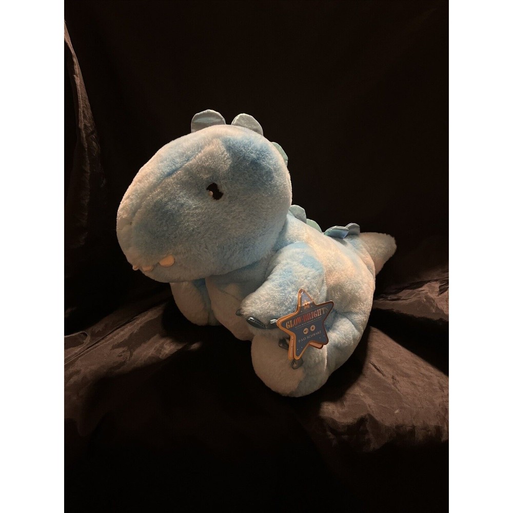 FAO SCHWARZ GLOW BRIGHTS ALIVE WITH SOUND & LIGHT 12" BLUE DINOSAUR NWT Tested
